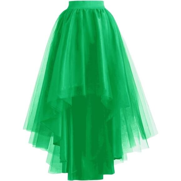 High Low Tulle Skirt for Women Green - Picture 1 of 6